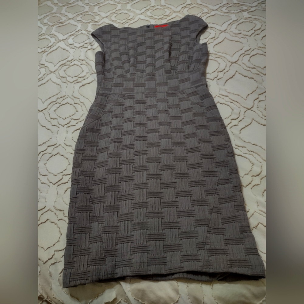 Zac Posen woven plaid look fitted brown dress size 10